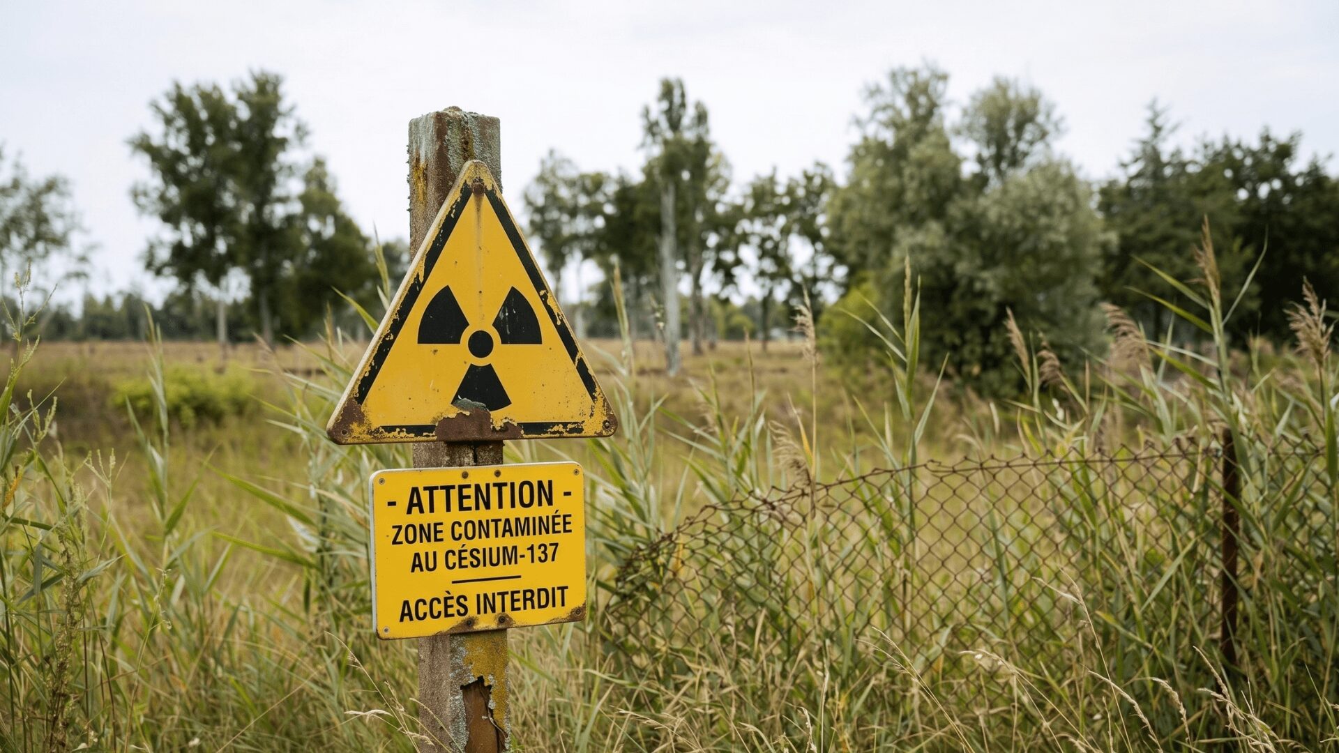 Panneau indiquant une zone radioactive